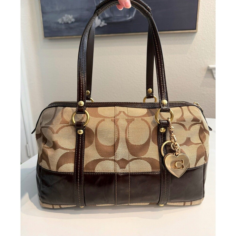 ♡ VINTAGE Coach Y2K Signature Jacquard Satchel Bag/Purse ♡